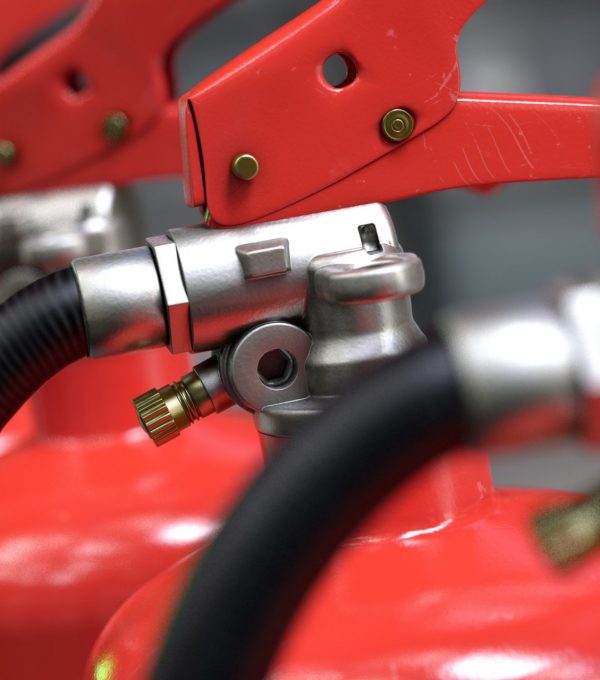 fire extinguishers close-up 3d rendering